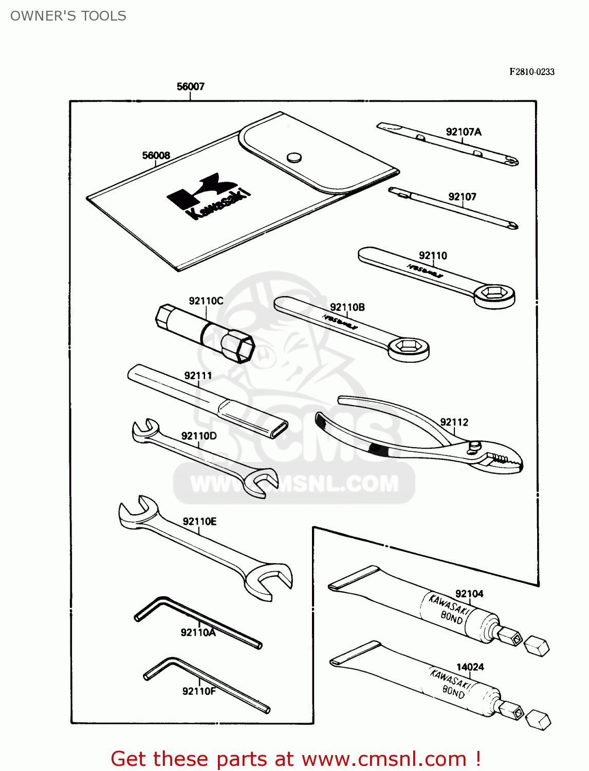 OWNER'S TOOLS EX500A3 1989 USA CALIFORNIA CANADA