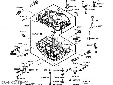 CRANKCASE - EX500A3 1989 USA CALIFORNIA CANADA