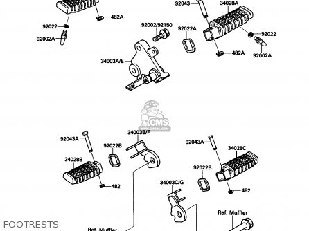 FOOTRESTS - EX500A3 1989 USA CALIFORNIA CANADA
