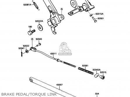 BRAKE PEDAL/TORQUE LINK - EX500A3 1989 USA CALIFORNIA CANADA