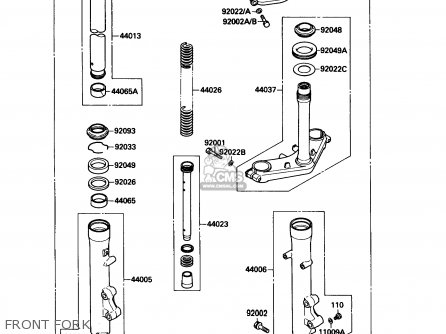 FRONT FORK - EX500A3 1989 USA CALIFORNIA CANADA