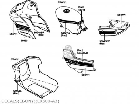 DECALS(EBONY)(EX500-A3) - EX500A3 1989 USA CALIFORNIA CANADA