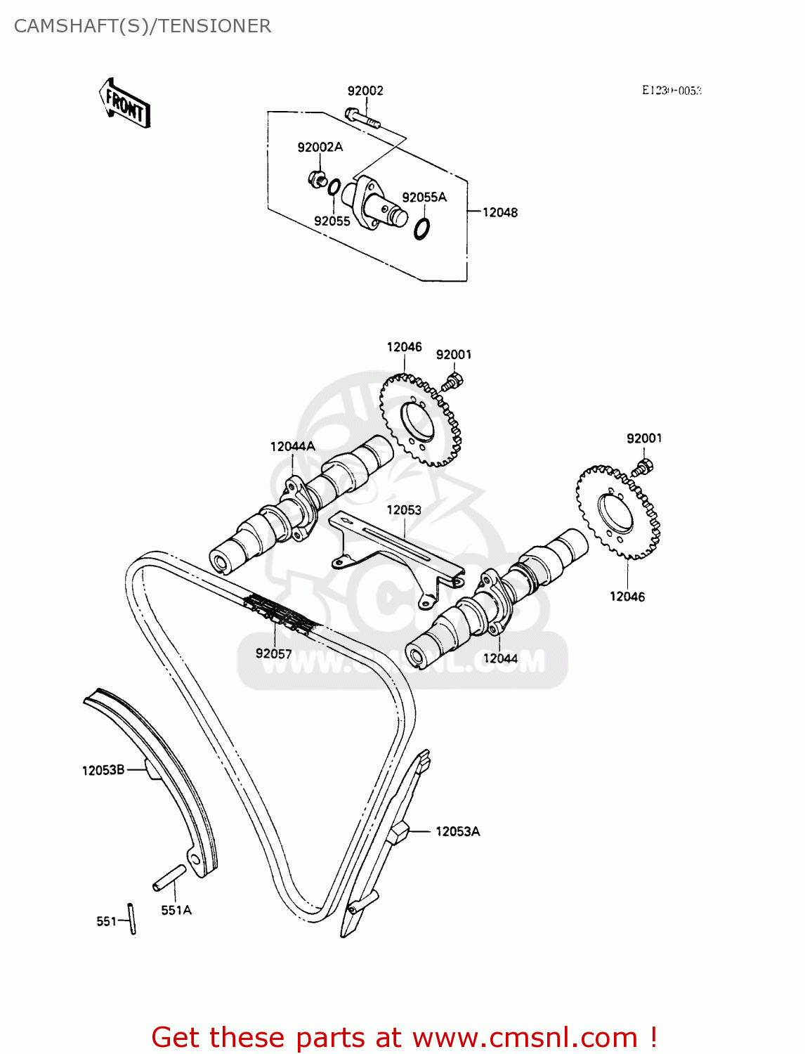 CAMSHAFT(S)/TENSIONER EX500A3 GPZ500S 1989 EUROPE UK AR