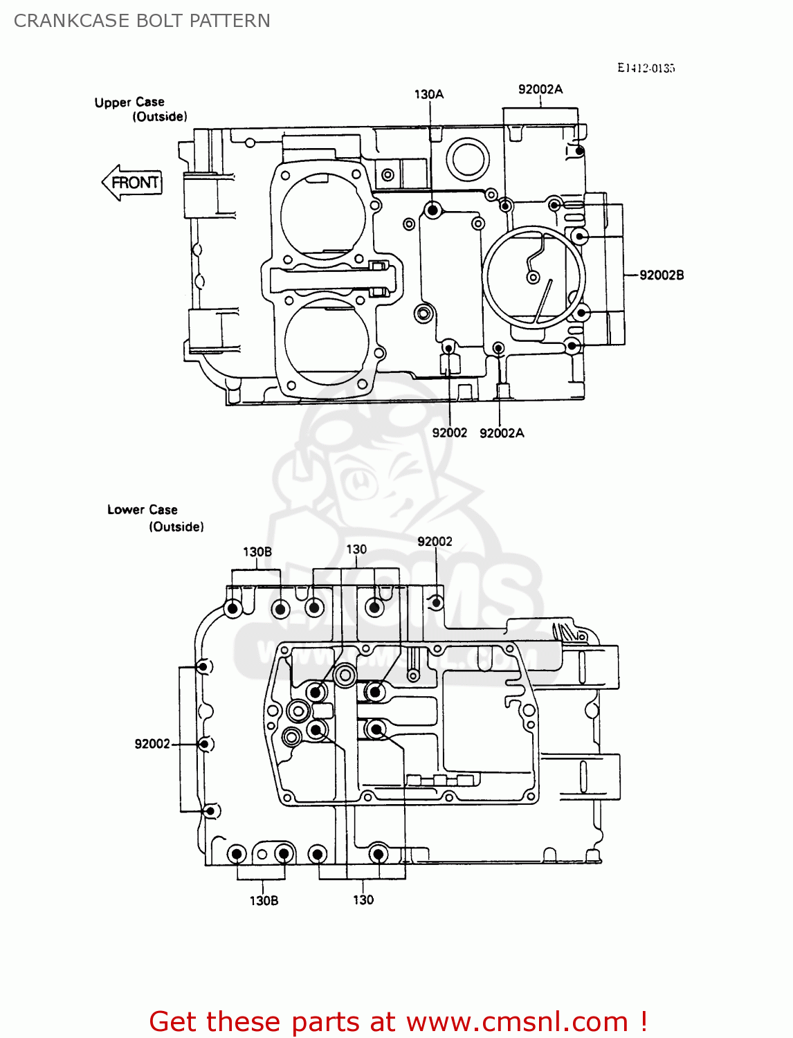 CRANKCASE BOLT PATTERN EX500A3 GPZ500S 1989 EUROPE UK AR