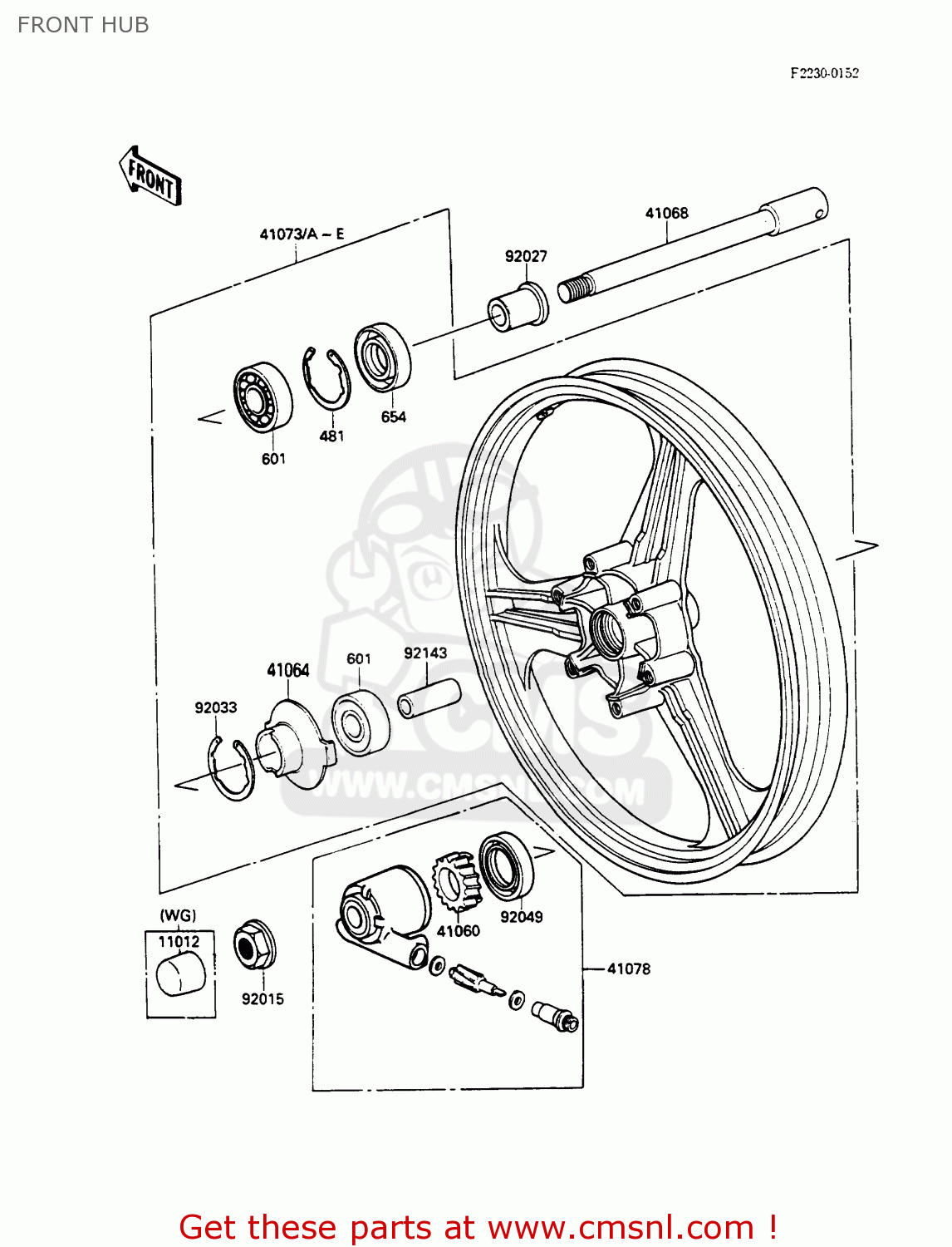 FRONT HUB EX500A3 GPZ500S 1989 EUROPE UK AR
