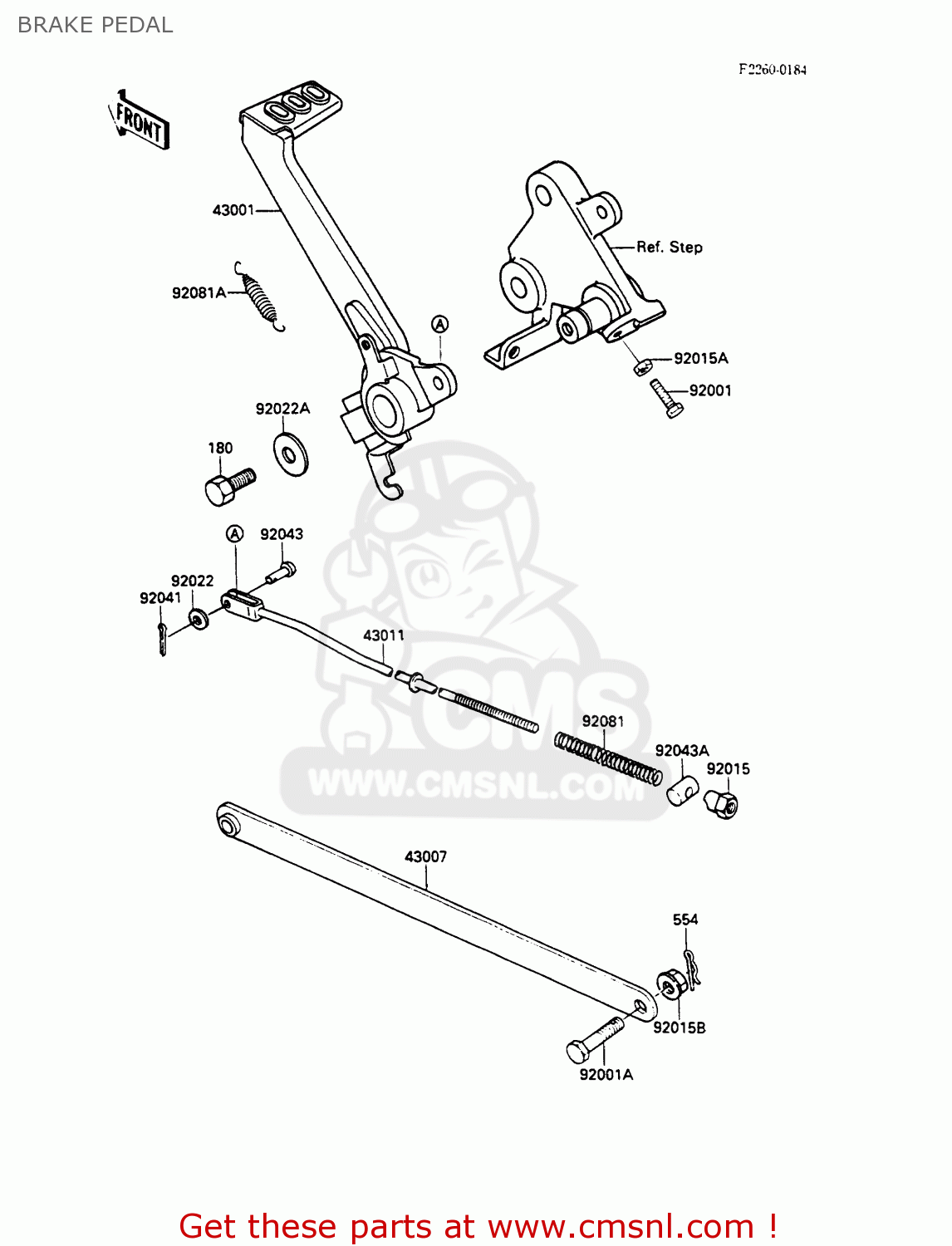 BRAKE PEDAL EX500A3 GPZ500S 1989 EUROPE UK AR