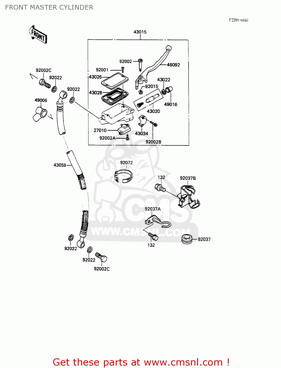 FRONT MASTER CYLINDER EX500A3 GPZ500S 1989 EUROPE UK AR