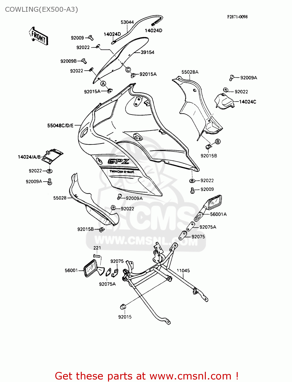 COWLING(EX500-A3) EX500A3 GPZ500S 1989 EUROPE UK AR