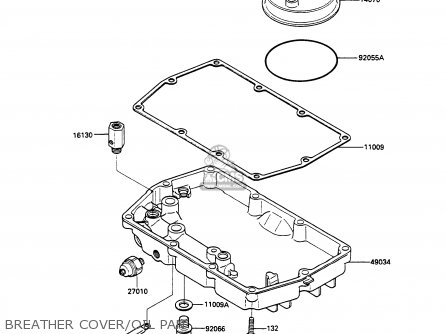 BREATHER COVER/OIL PAN - EX500A3 GPZ500S 1989 EUROPE UK AR
