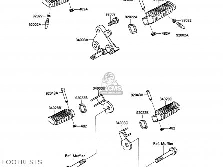 FOOTRESTS - EX500A3 GPZ500S 1989 EUROPE UK AR