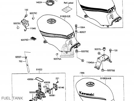 FUEL TANK - EX500A3 GPZ500S 1989 EUROPE UK AR