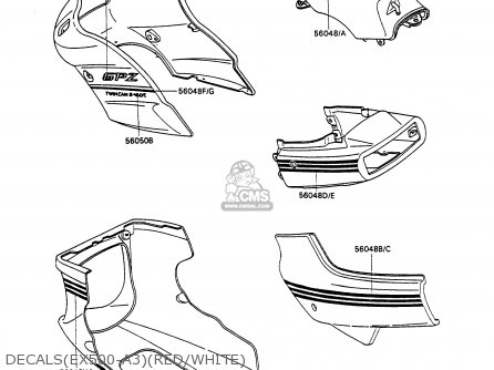 DECALS(EX500-A3)(RED/WHITE) - EX500A3 GPZ500S 1989 EUROPE UK AR