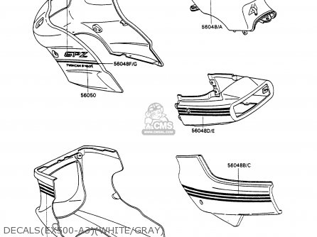 DECALS(EX500-A3)(WHITE/GRAY) - EX500A3 GPZ500S 1989 EUROPE UK AR