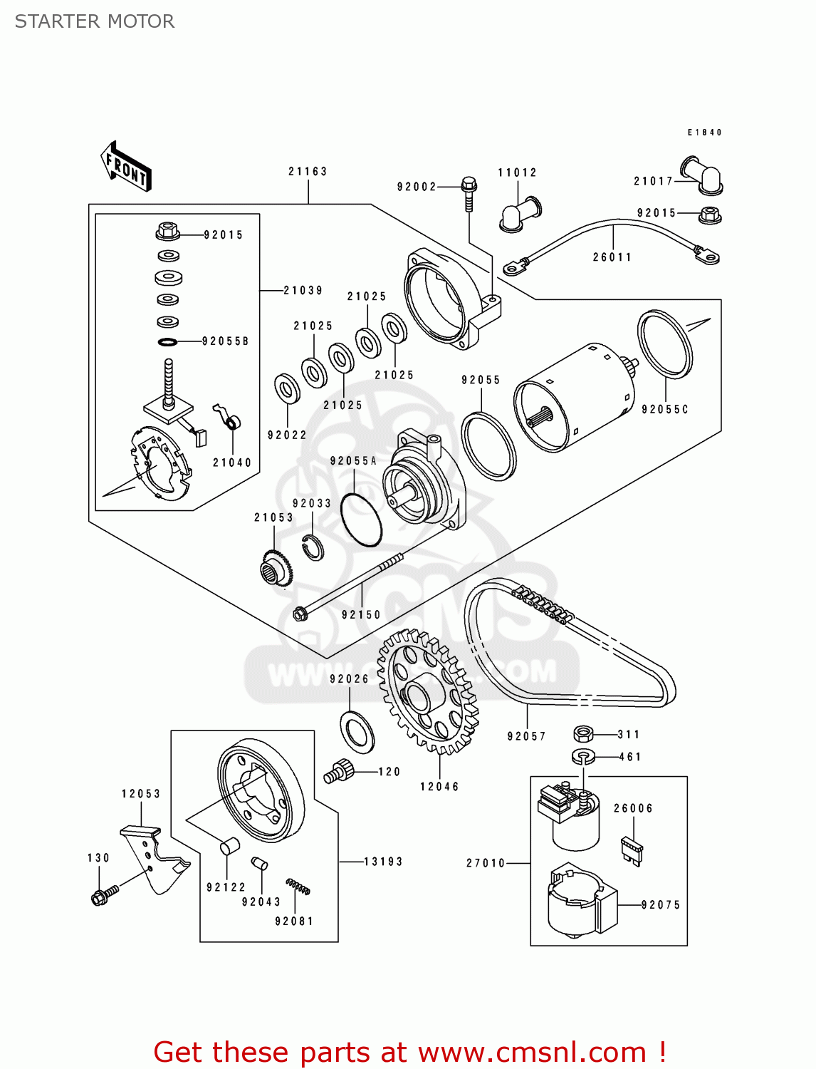 STARTER MOTOR EX500A4 1990 USA CALIFORNIA CANADA