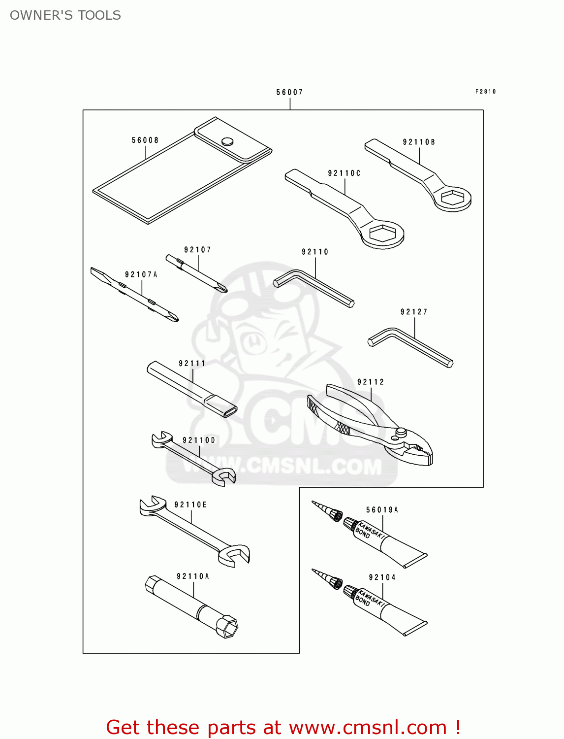 OWNER'S TOOLS EX500A4 1990 USA CALIFORNIA CANADA