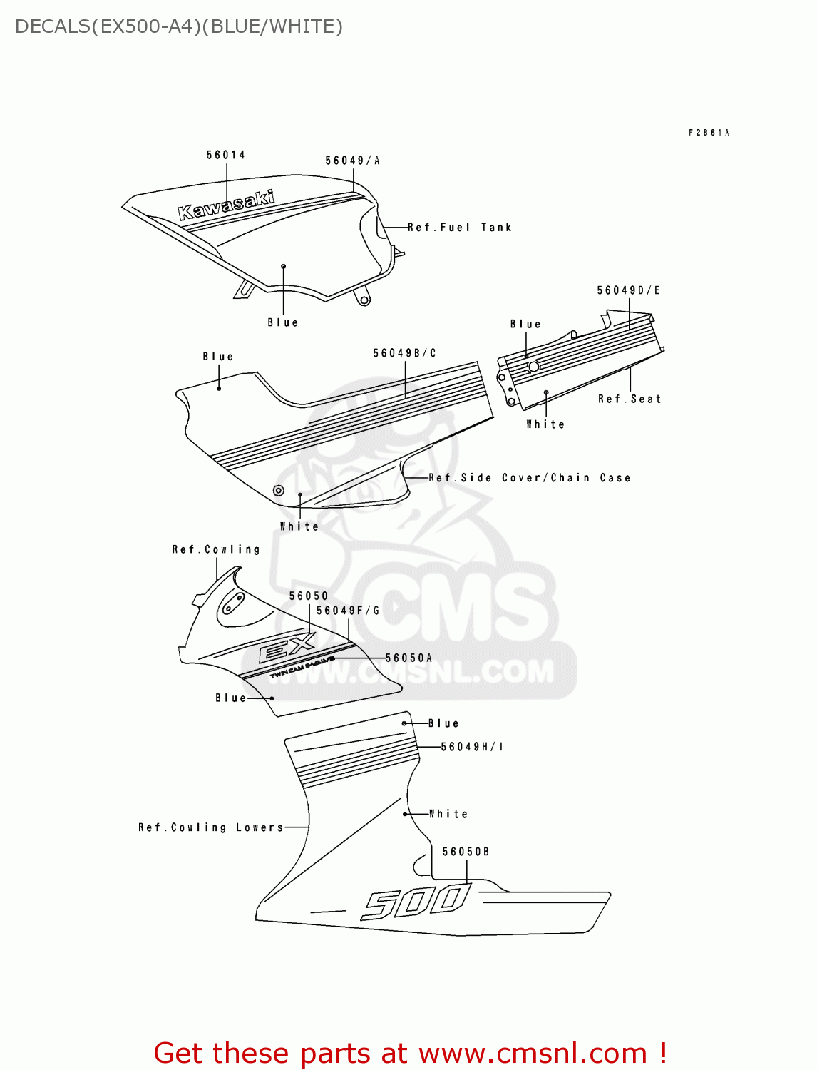 DECALS(EX500-A4)(BLUE/WHITE) EX500A4 1990 USA CALIFORNIA CANADA