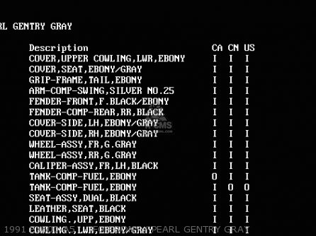 1991 EX500-A5     FG EBONY / PEARL GENTRY GRAY - EX500A4 1990 USA CALIFORNIA CANADA