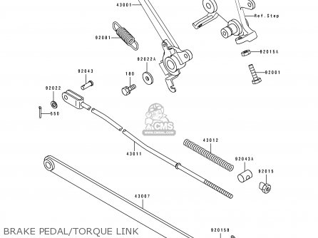 BRAKE PEDAL/TORQUE LINK - EX500A4 1990 USA CALIFORNIA CANADA