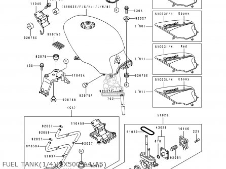 FUEL TANK(1/4)(EX500-A4/A5) - EX500A4 1990 USA CALIFORNIA CANADA