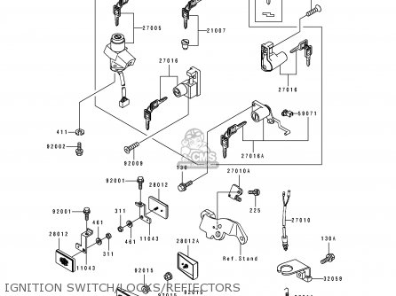 IGNITION SWITCH/LOCKS/REFIECTORS - EX500A4 1990 USA CALIFORNIA CANADA