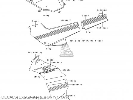 DECALS(EX500-A4)(EBONY/GRAY) - EX500A4 1990 USA CALIFORNIA CANADA