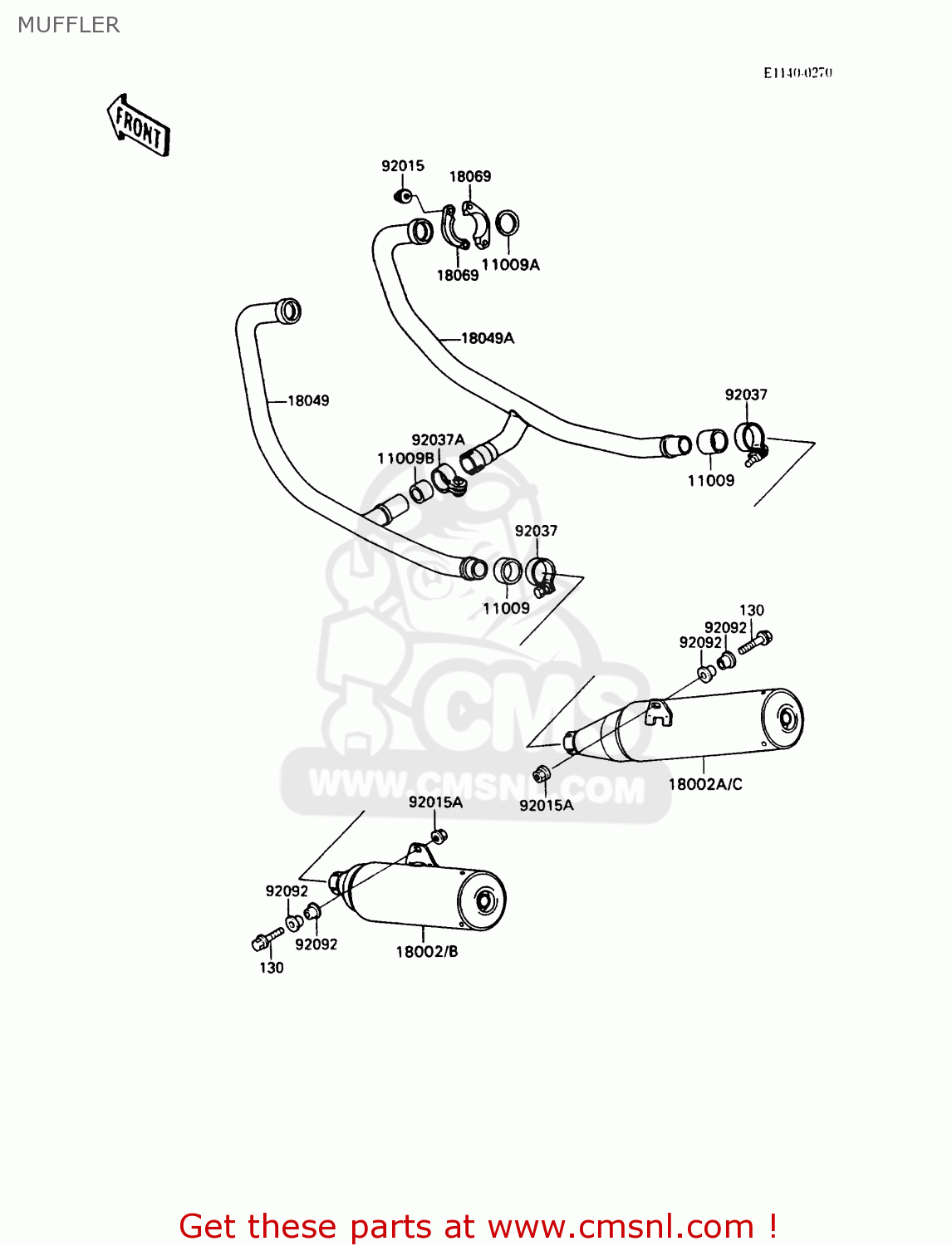 MUFFLER EX500A4 GPZ500S 1990 UNITED KINGDOM AR