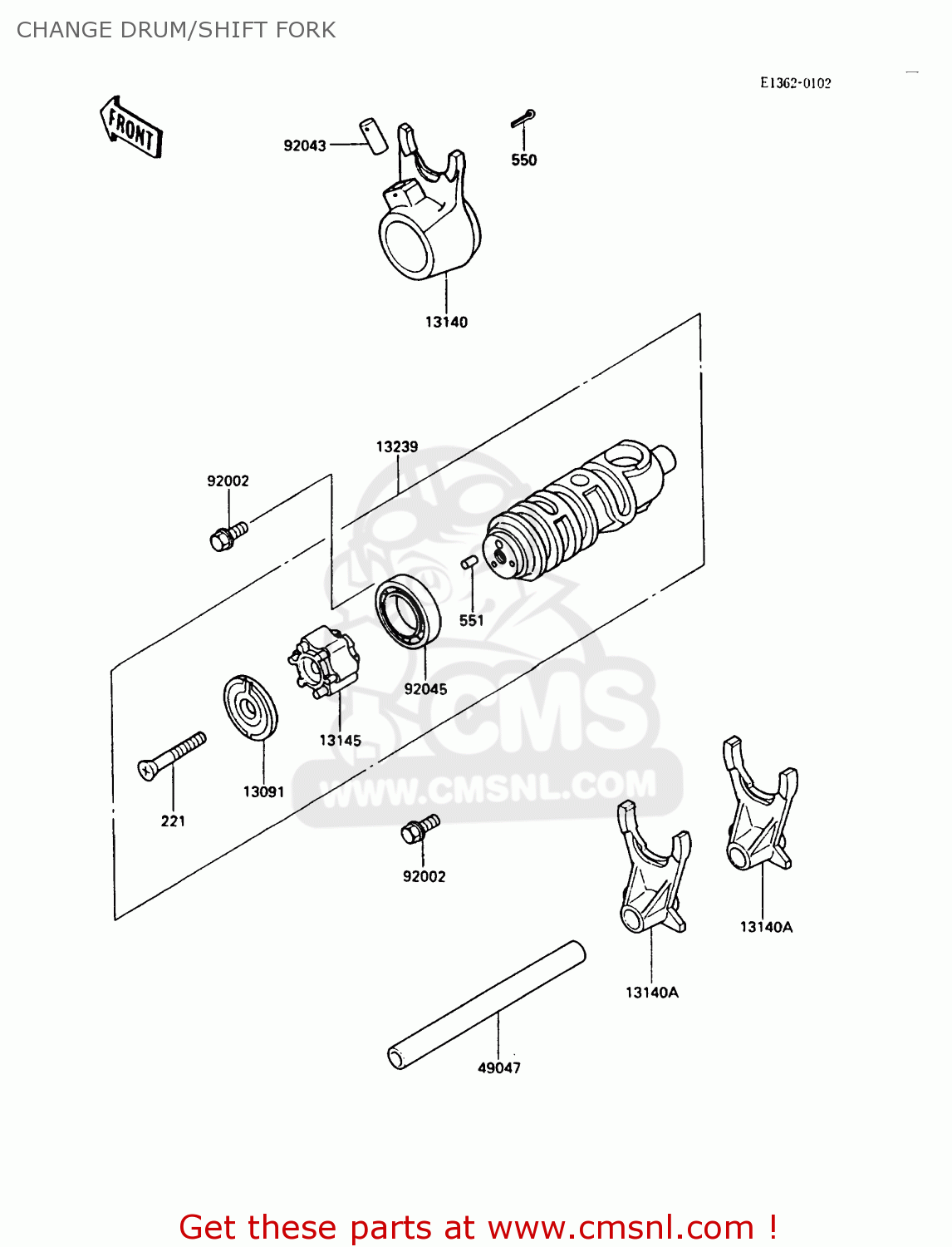 CHANGE DRUM/SHIFT FORK EX500A4 GPZ500S 1990 UNITED KINGDOM AR