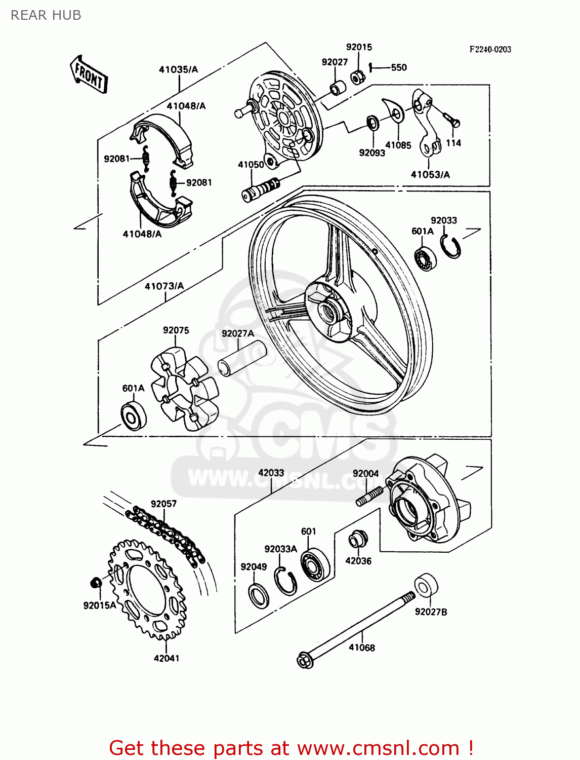 REAR HUB EX500A4 GPZ500S 1990 UNITED KINGDOM AR