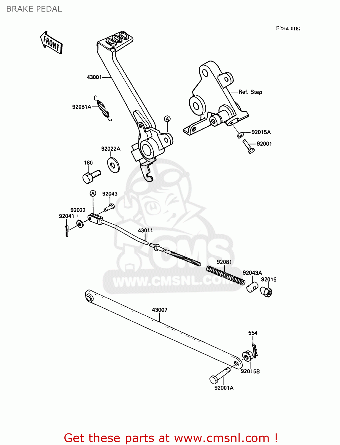 BRAKE PEDAL EX500A4 GPZ500S 1990 UNITED KINGDOM AR