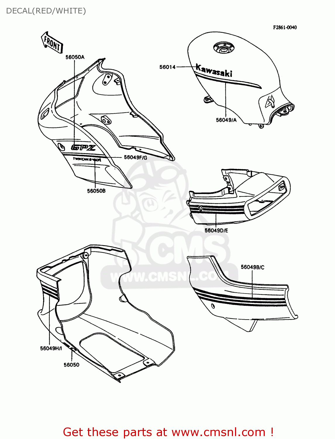 DECAL(RED/WHITE) EX500A4 GPZ500S 1990 UNITED KINGDOM AR