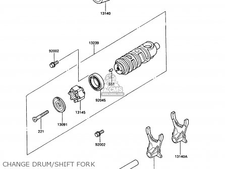 CHANGE DRUM/SHIFT FORK - EX500A4 GPZ500S 1990 UNITED KINGDOM AR