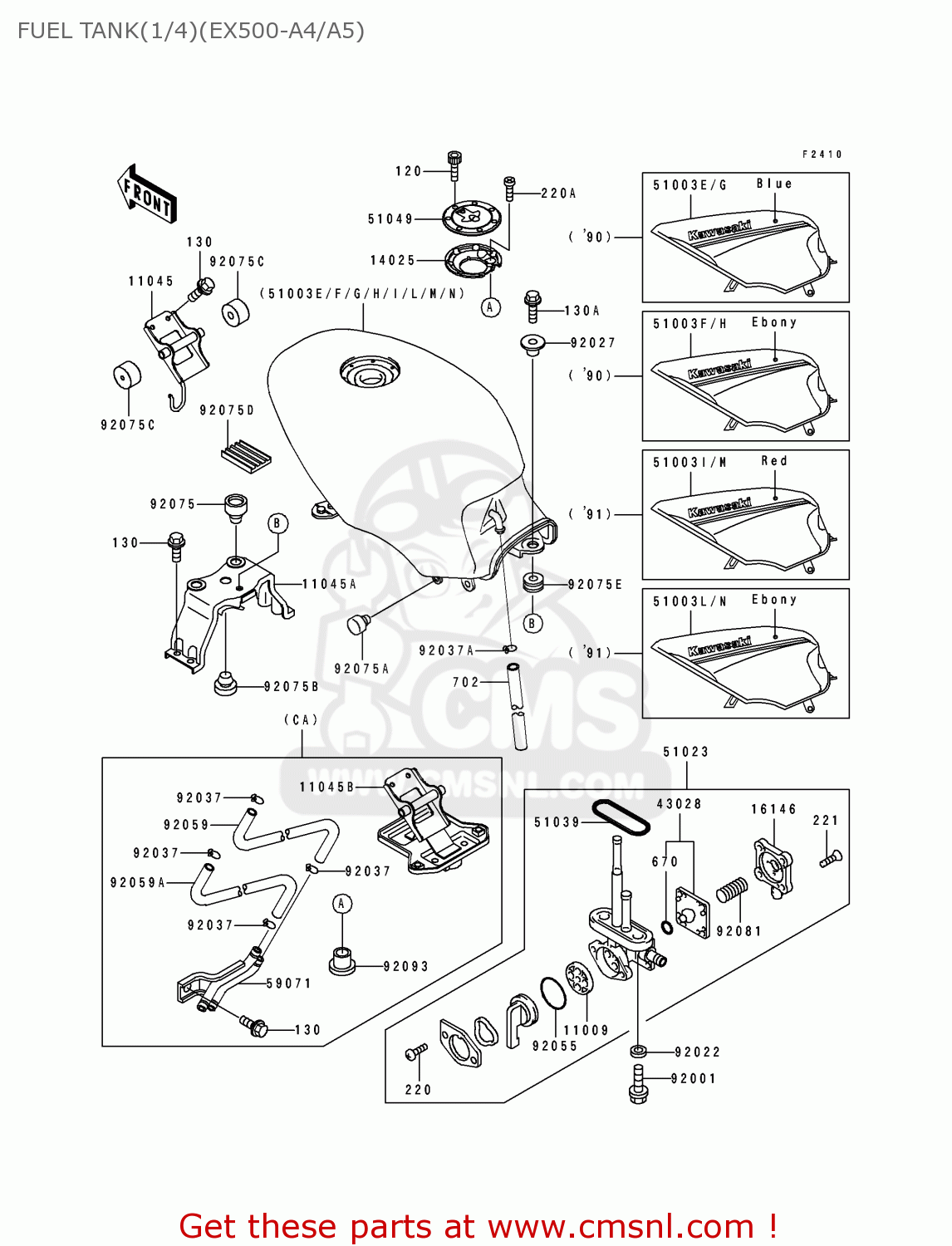 FUEL TANK(1/4)(EX500-A4/A5) EX500A5 1991 USA CALIFORNIA CANADA