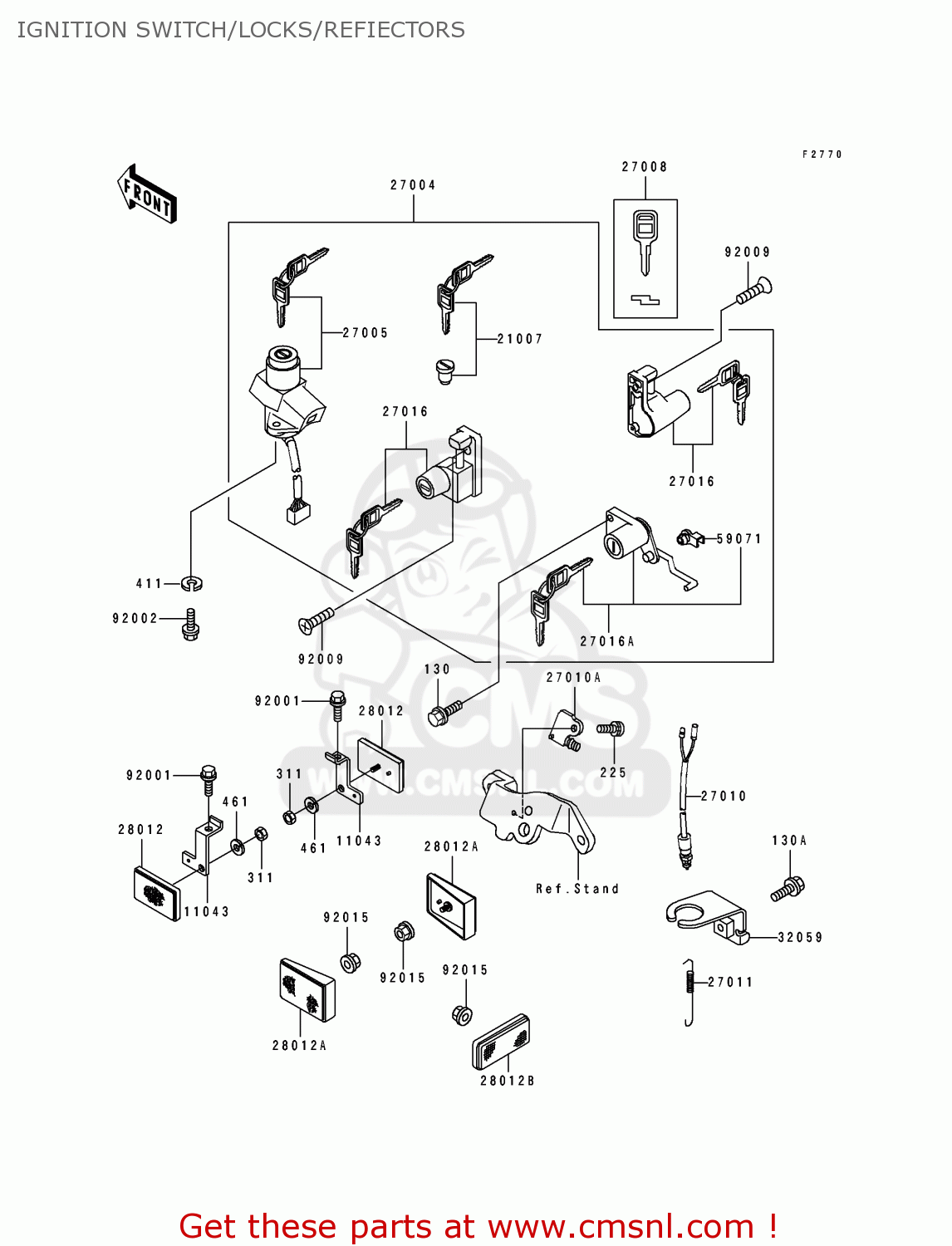 IGNITION SWITCH/LOCKS/REFIECTORS EX500A5 1991 USA CALIFORNIA CANADA