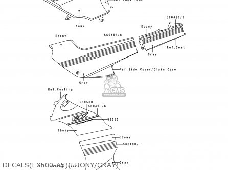 DECALS(EX500-A5)(EBONY/GRAY) - EX500A5 1991 USA CALIFORNIA CANADA