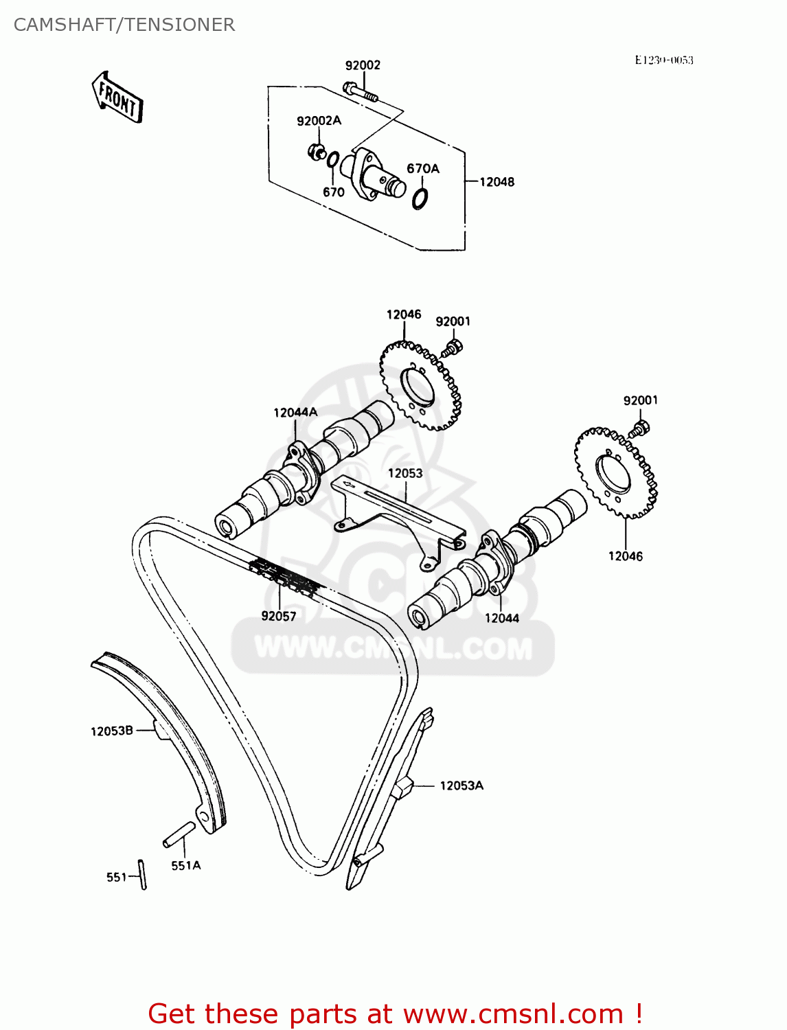CAMSHAFT/TENSIONER EX500A5 GPZ500S 1991 UNITED KINGDOM AR SD