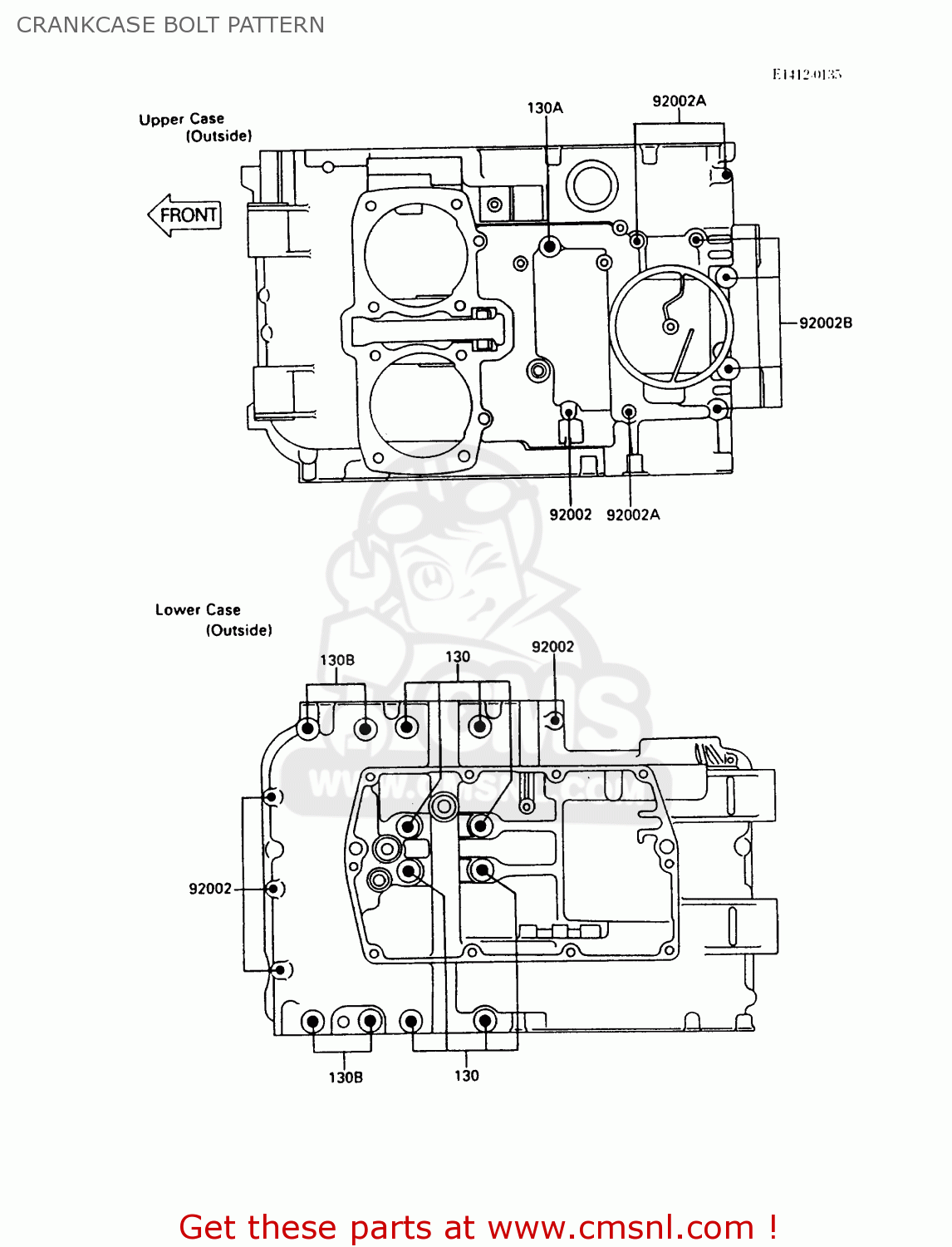 CRANKCASE BOLT PATTERN EX500A5 GPZ500S 1991 UNITED KINGDOM AR SD