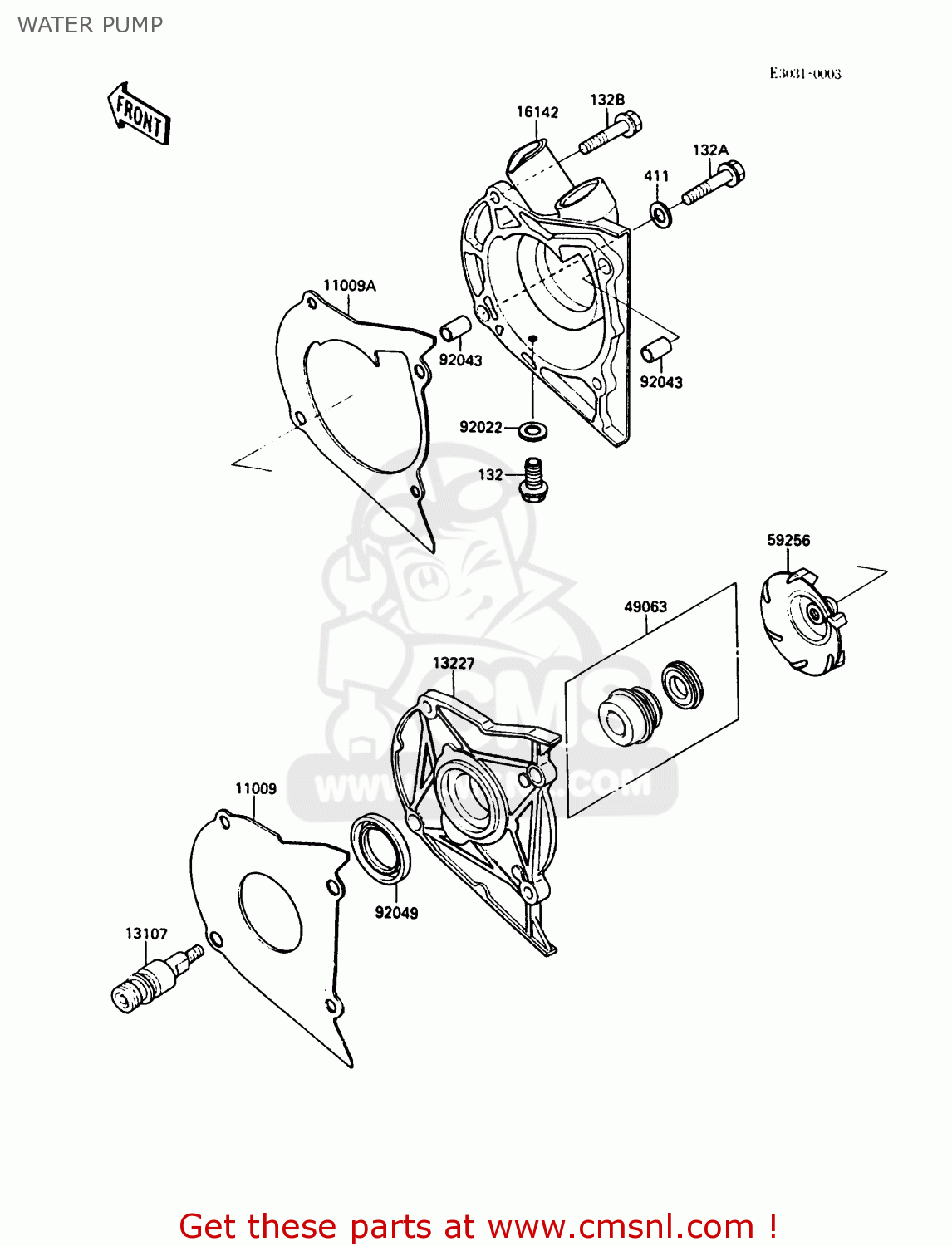 WATER PUMP EX500A5 GPZ500S 1991 UNITED KINGDOM AR SD