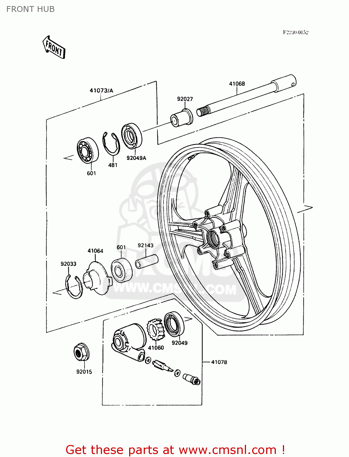 FRONT HUB EX500A5 GPZ500S 1991 UNITED KINGDOM AR SD
