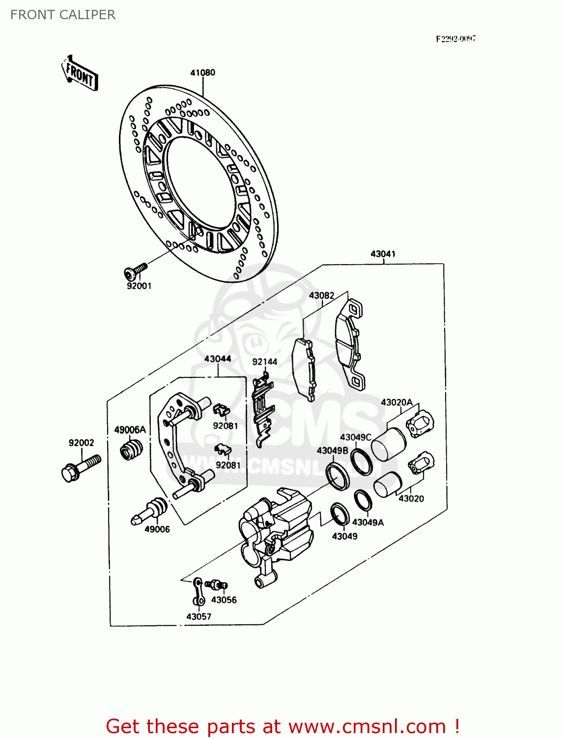 FRONT CALIPER EX500A5 GPZ500S 1991 UNITED KINGDOM AR SD