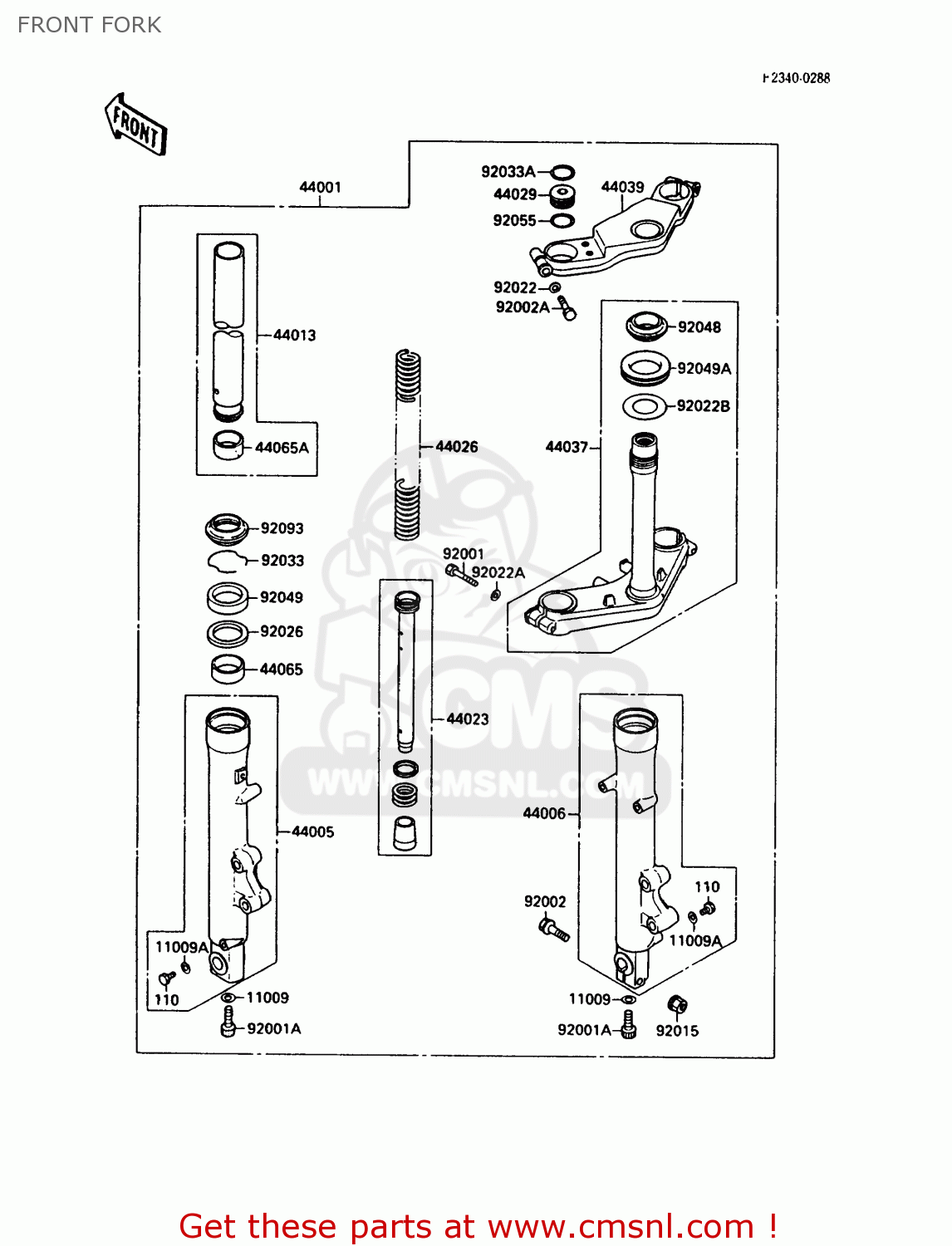 FRONT FORK EX500A5 GPZ500S 1991 UNITED KINGDOM AR SD