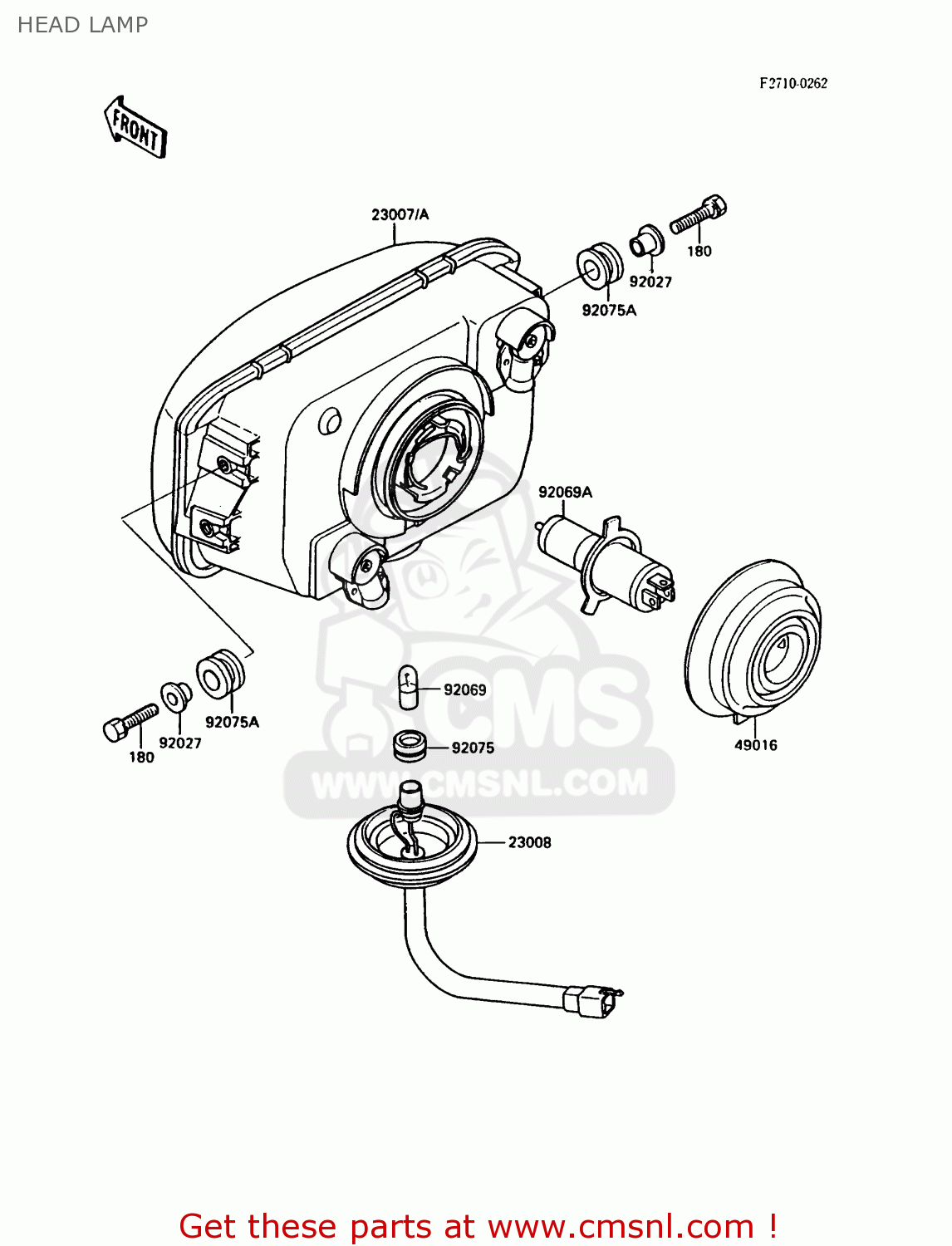 HEAD LAMP EX500A5 GPZ500S 1991 UNITED KINGDOM AR SD