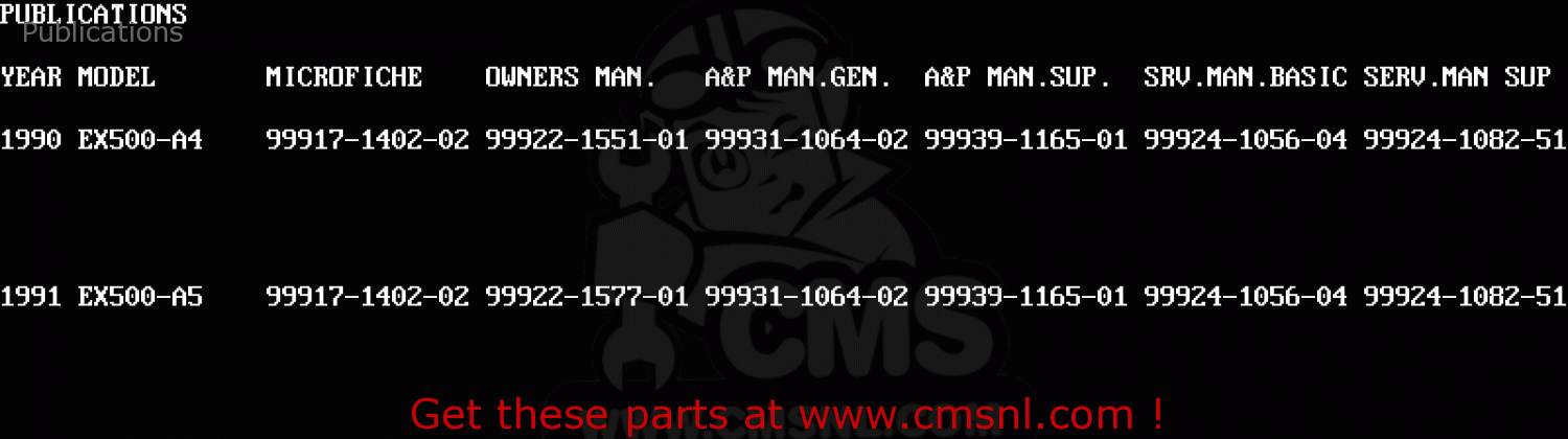 Publications EX500A5 GPZ500S 1991 UNITED KINGDOM AR SD