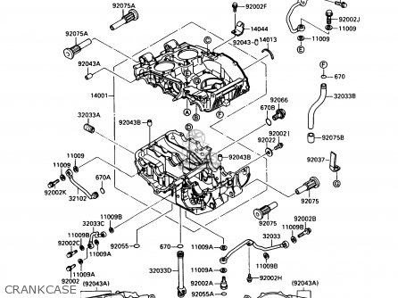 CRANKCASE - EX500A5 GPZ500S 1991 UNITED KINGDOM AR SD