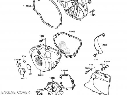 ENGINE COVER - EX500A5 GPZ500S 1991 UNITED KINGDOM AR SD