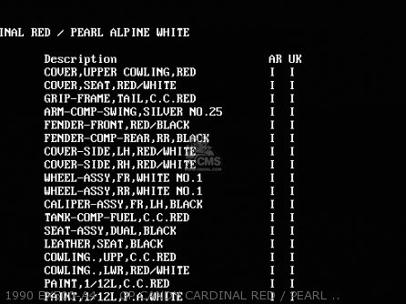 1990 EX500-A4     GP CANDY CARDINAL RED / PEARL ALPINE WHITE - EX500A5 GPZ500S 1991 UNITED KINGDOM AR SD