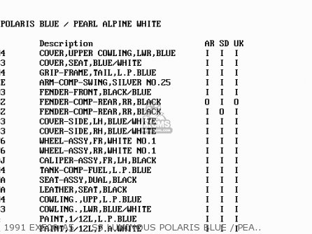 1991 EX500-A5     S3 LUMINOUS POLARIS BLUE / PEARL ALPINE WH - EX500A5 GPZ500S 1991 UNITED KINGDOM AR SD