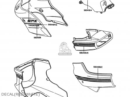 DECAL(RED/WHITE) - EX500A5 GPZ500S 1991 UNITED KINGDOM AR SD