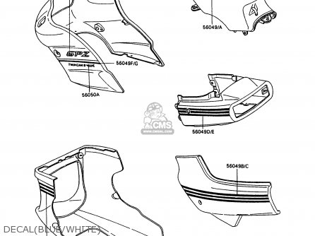 DECAL(BLUE/WHITE) - EX500A5 GPZ500S 1991 UNITED KINGDOM AR SD