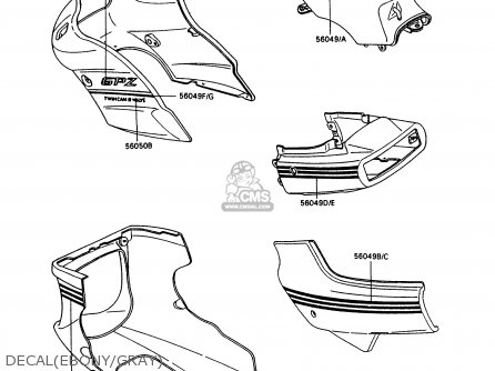 DECAL(EBONY/GRAY) - EX500A5 GPZ500S 1991 UNITED KINGDOM AR SD