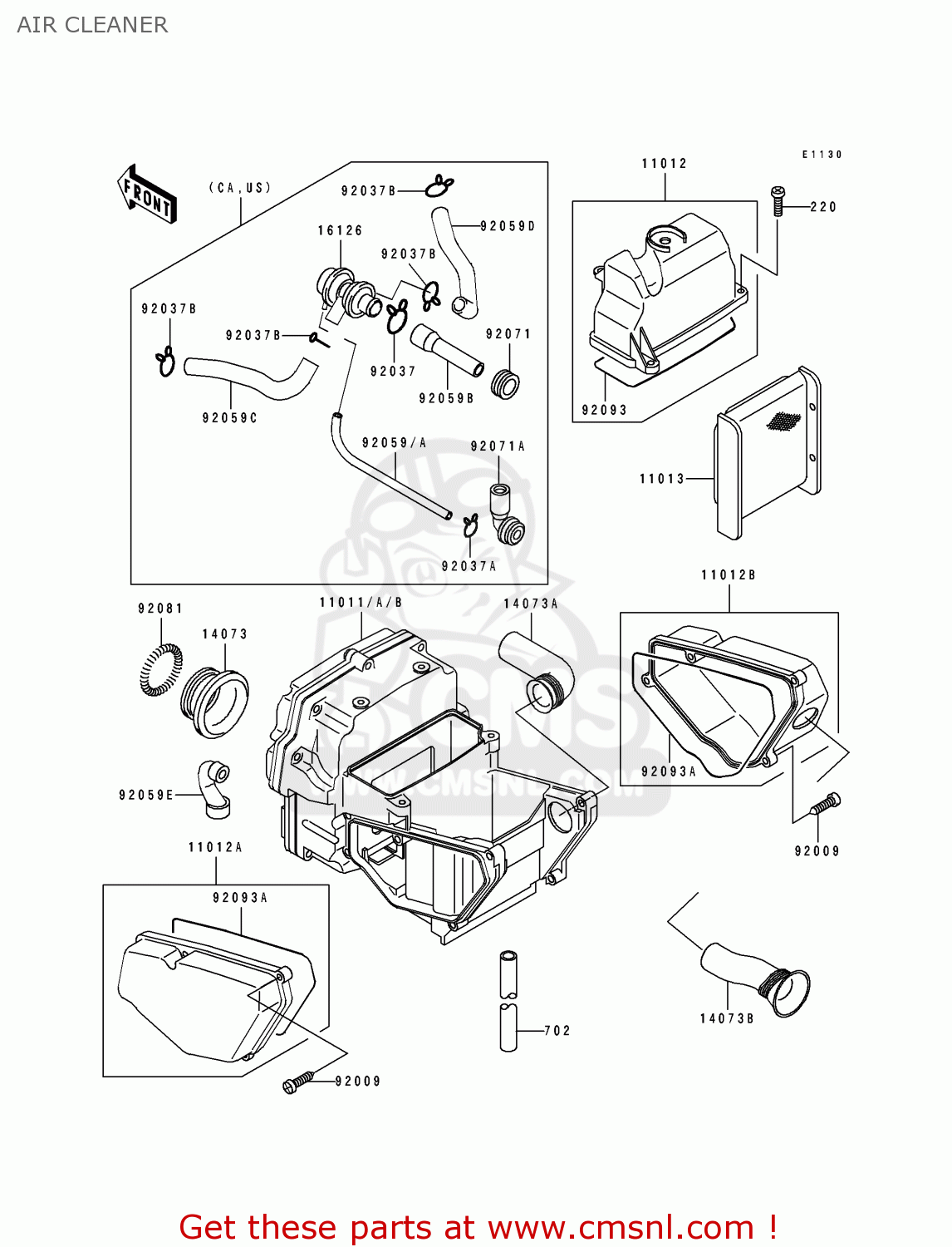 AIR CLEANER EX500A6 1992 USA CALIFORNIA CANADA
